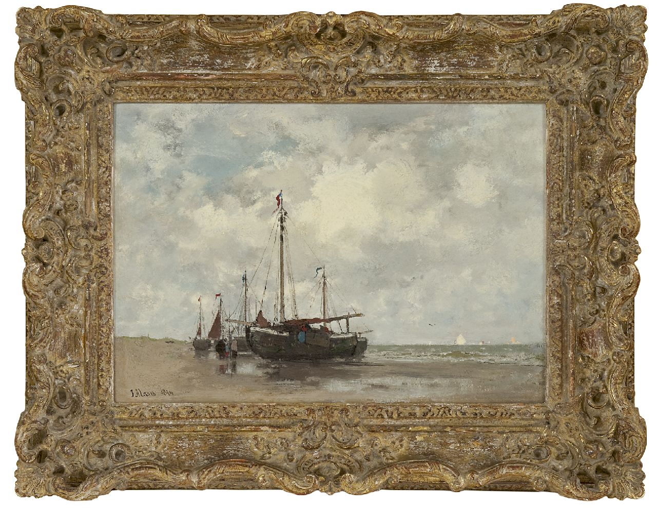 Maris J.H. | Jacobus Hendricus 'Jacob' Maris, Pinken bij eb op het strand, olieverf op doek 32,9 x 46,4 cm, gesigneerd linksonder en gedateerd 1874 Maris J.H. | Jacobus Hendricus 'Jacob' Maris, Pinken bij eb op het strand, olieverf op doek 32,9 x 46,4 cm, gesigneerd linksonder en gedateerd 1874