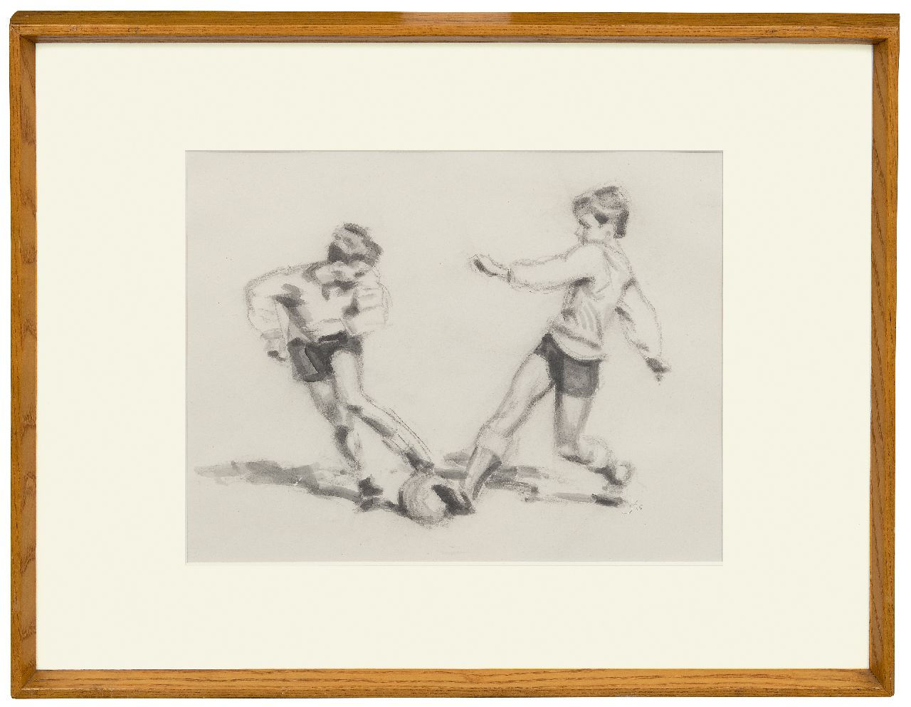 Kempers B.J.E. | Bernardus Johannes Everhardus Kempers | Aquarellen en tekeningen te koop aangeboden | Voetballer 3, houtskool en inkt op papier 38,0 x 48,0 cm, gesigneerd rechtsonder met monogram en jaren '50 Kempers B.J.E. | Bernardus Johannes Everhardus Kempers | Aquarellen en tekeningen te koop aangeboden | Voetballer 3, houtskool en inkt op papier 38,0 x 48,0 cm, gesigneerd rechtsonder met monogram en jaren '50