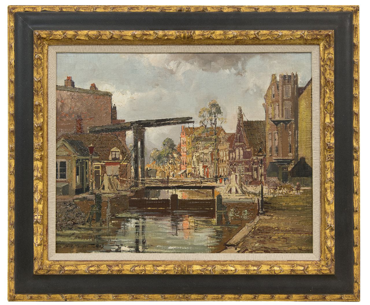 Melcher Tilmes J.H. | Jan Hermanus Melcher Tilmes | Schilderijen te koop aangeboden | Brug over de Schinkel, de Sluis bij de Overtoom Amsterdam, olieverf op doek 35,2 x 44,7 cm, gesigneerd linksonder Melcher Tilmes J.H. | Jan Hermanus Melcher Tilmes | Schilderijen te koop aangeboden | Brug over de Schinkel, de Sluis bij de Overtoom Amsterdam, olieverf op doek 35,2 x 44,7 cm, gesigneerd linksonder