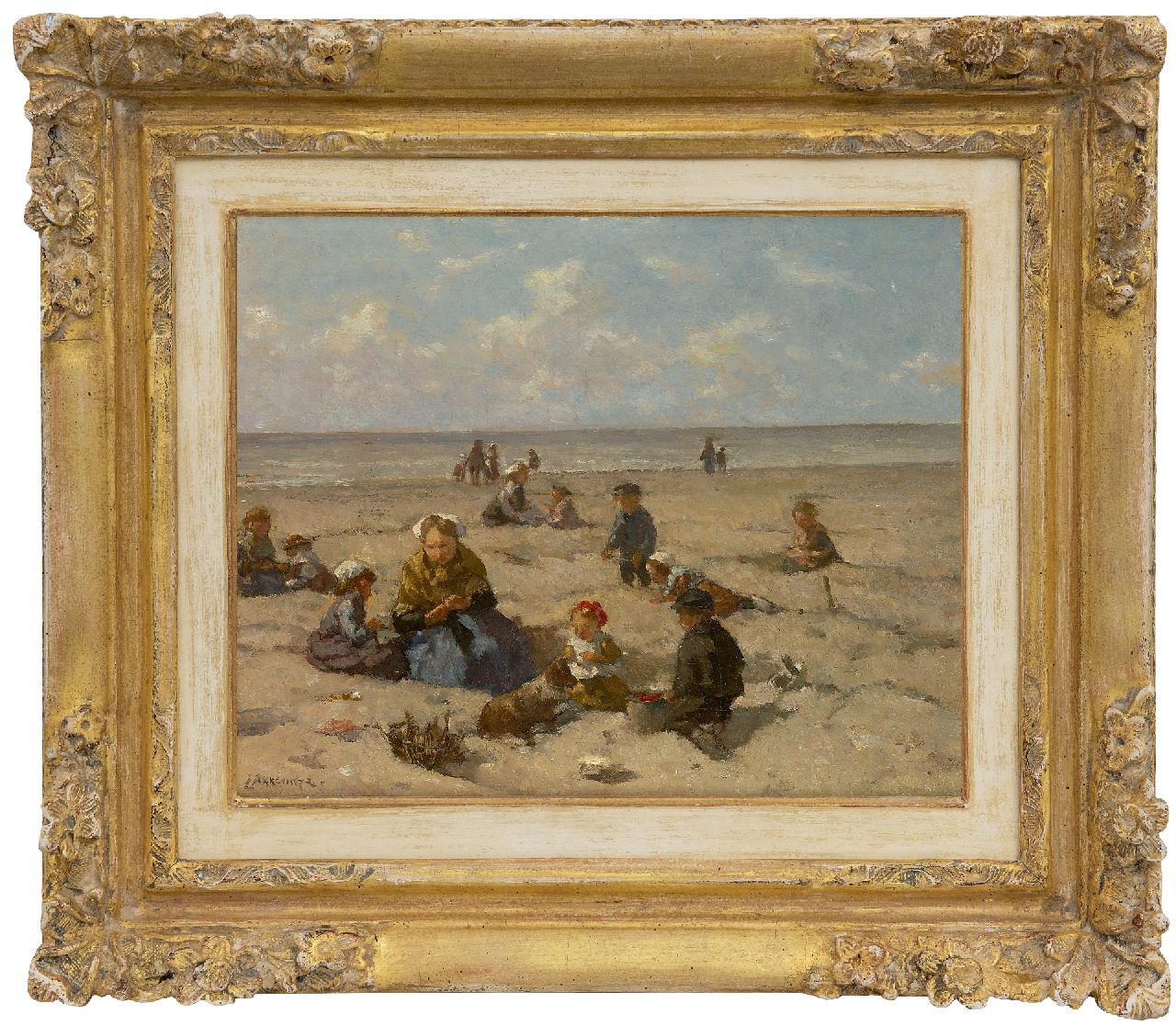 Akkeringa J.E.H.  | 'Johannes Evert' Hendrik Akkeringa, Strandplezier, olieverf op doek 26,7 x 33,0 cm, gesigneerd linksonder en verso en verso gedateerd 1937