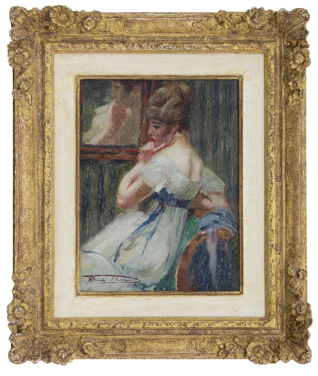 Thomas H.J. | Henri Joseph Thomas | Schilderijen te koop aangeboden | In gedachten, olieverf op paneel 22,7 x 17,2 cm, gesigneerd linksonder en gedateerd 1919 Thomas H.J. | Henri Joseph Thomas | Schilderijen te koop aangeboden | In gedachten, olieverf op paneel 22,7 x 17,2 cm, gesigneerd linksonder en gedateerd 1919