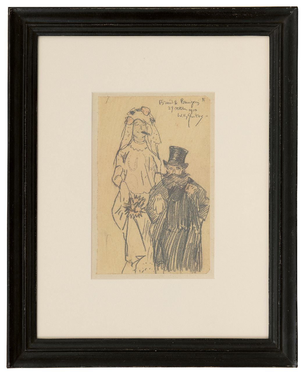 Sluiter J.W. | Jan Willem 'Willy' Sluiter | Aquarellen en tekeningen te koop aangeboden | Bruid en bruigom, potlood op papier 19,5 x 12,5 cm, gesigneerd rechtsboven en gedateerd 27 october 1910 Sluiter J.W. | Jan Willem 'Willy' Sluiter | Aquarellen en tekeningen te koop aangeboden | Bruid en bruigom, potlood op papier 19,5 x 12,5 cm, gesigneerd rechtsboven en gedateerd 27 october 1910
