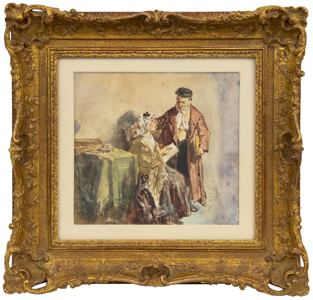 Rochussen Ch. | Charles Rochussen | Aquarellen en tekeningen te koop aangeboden | De brief, aquarel op papier 21,2 x 22,9 cm, gesigneerd rechtsonder met monogram en gedateerd october '82 Rochussen Ch. | Charles Rochussen | Aquarellen en tekeningen te koop aangeboden | De brief, aquarel op papier 21,2 x 22,9 cm, gesigneerd rechtsonder met monogram en gedateerd october '82