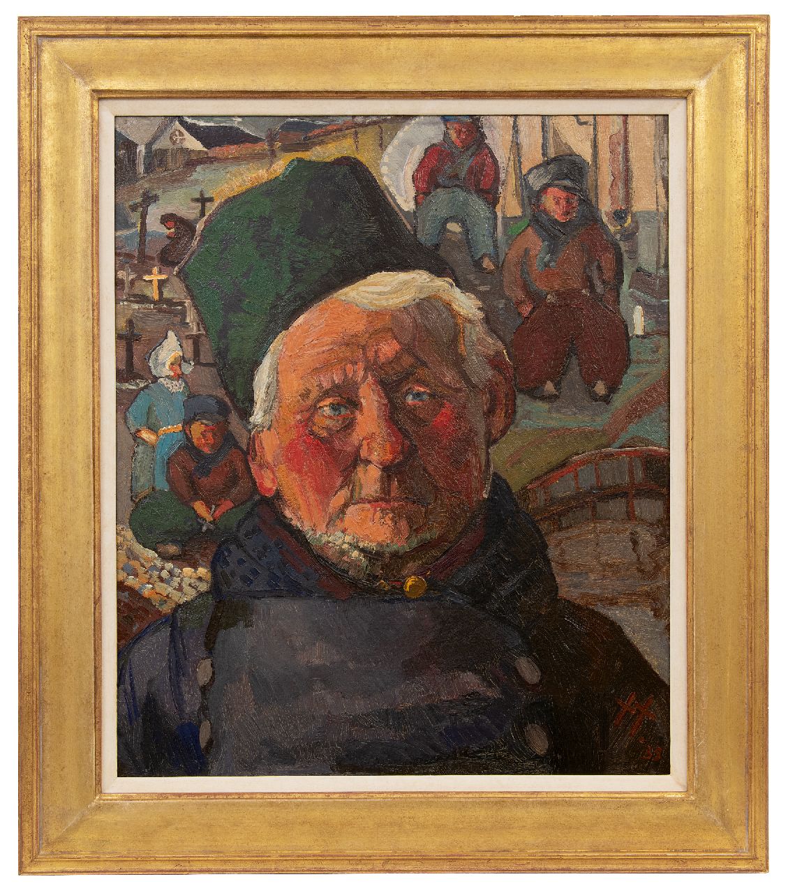 Kruysen J. | Johannes 'Jan' Kruysen | Schilderijen te koop aangeboden | Vissersportret, olieverf op board 59,7 x 50,3 cm, gesigneerd rechtsonder en gedateerd '35 Kruysen J. | Johannes 'Jan' Kruysen | Schilderijen te koop aangeboden | Vissersportret, olieverf op board 59,7 x 50,3 cm, gesigneerd rechtsonder en gedateerd '35
