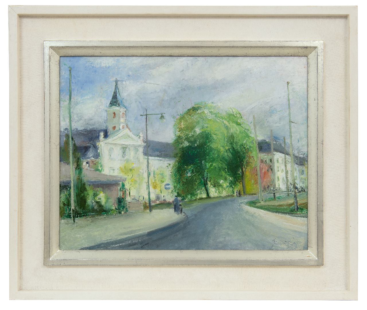 Nanninga J. | Jacob 'Jaap' Nanninga | Schilderijen te koop aangeboden | De Boskantkerk aan de Prinsessegracht, Den Haag, olieverf op doek 42,3 x 54,6 cm, gesigneerd rechtsonder en gedateerd '44 Nanninga J. | Jacob 'Jaap' Nanninga | Schilderijen te koop aangeboden | De Boskantkerk aan de Prinsessegracht, Den Haag, olieverf op doek 42,3 x 54,6 cm, gesigneerd rechtsonder en gedateerd '44
