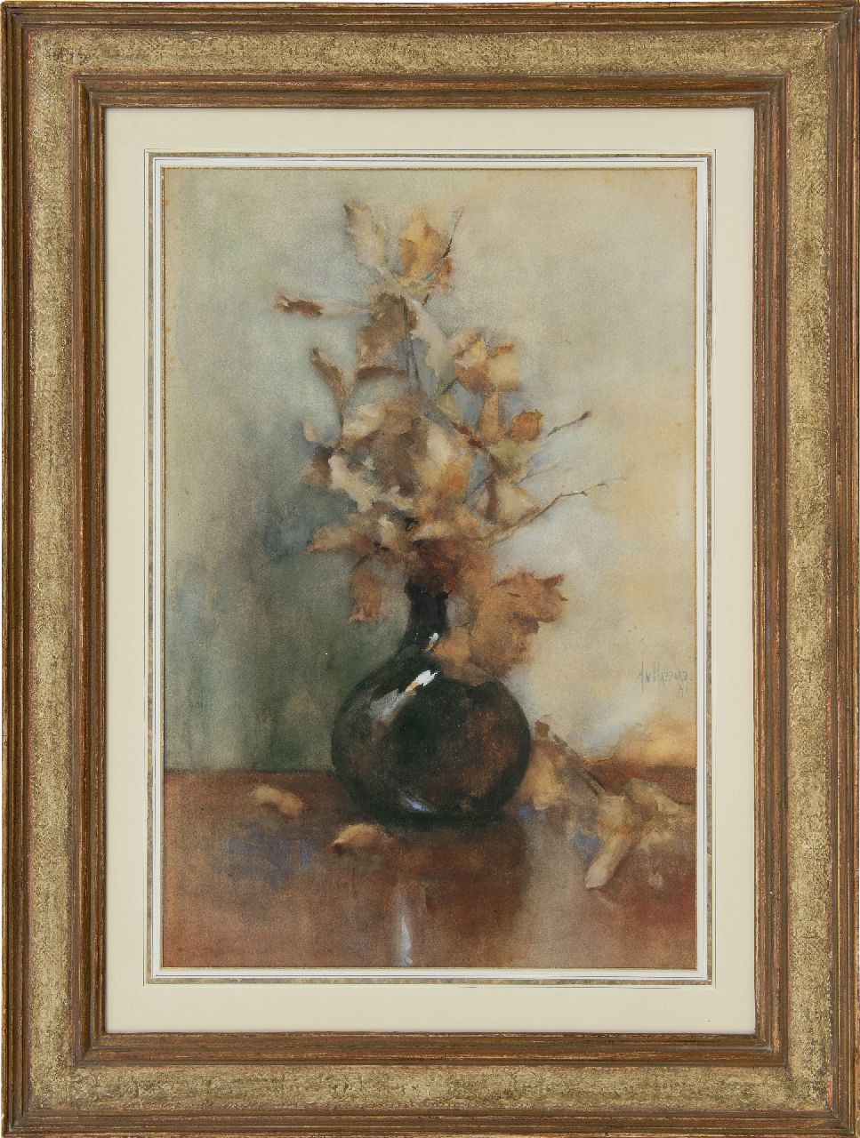 Rappard A.G.A. van | 'Anthon' Gerhard Alexander van Rappard | Aquarellen en tekeningen te koop aangeboden | Herfsttakken in vaas, aquarel op papier 65,5 x 43,0 cm, gesigneerd rechts van het midden en gedateerd '91 Rappard A.G.A. van | 'Anthon' Gerhard Alexander van Rappard | Aquarellen en tekeningen te koop aangeboden | Herfsttakken in vaas, aquarel op papier 65,5 x 43,0 cm, gesigneerd rechts van het midden en gedateerd '91