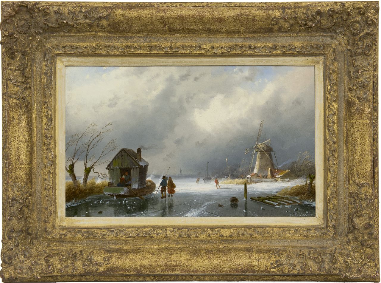 Leickert C.H.J. | 'Charles' Henri Joseph Leickert, Opkomende sneeuwstorm, olieverf op paneel 16,4 x 26,1 cm, gesigneerd rechtsonder Leickert C.H.J. | 'Charles' Henri Joseph Leickert, Opkomende sneeuwstorm, olieverf op paneel 16,4 x 26,1 cm, gesigneerd rechtsonder