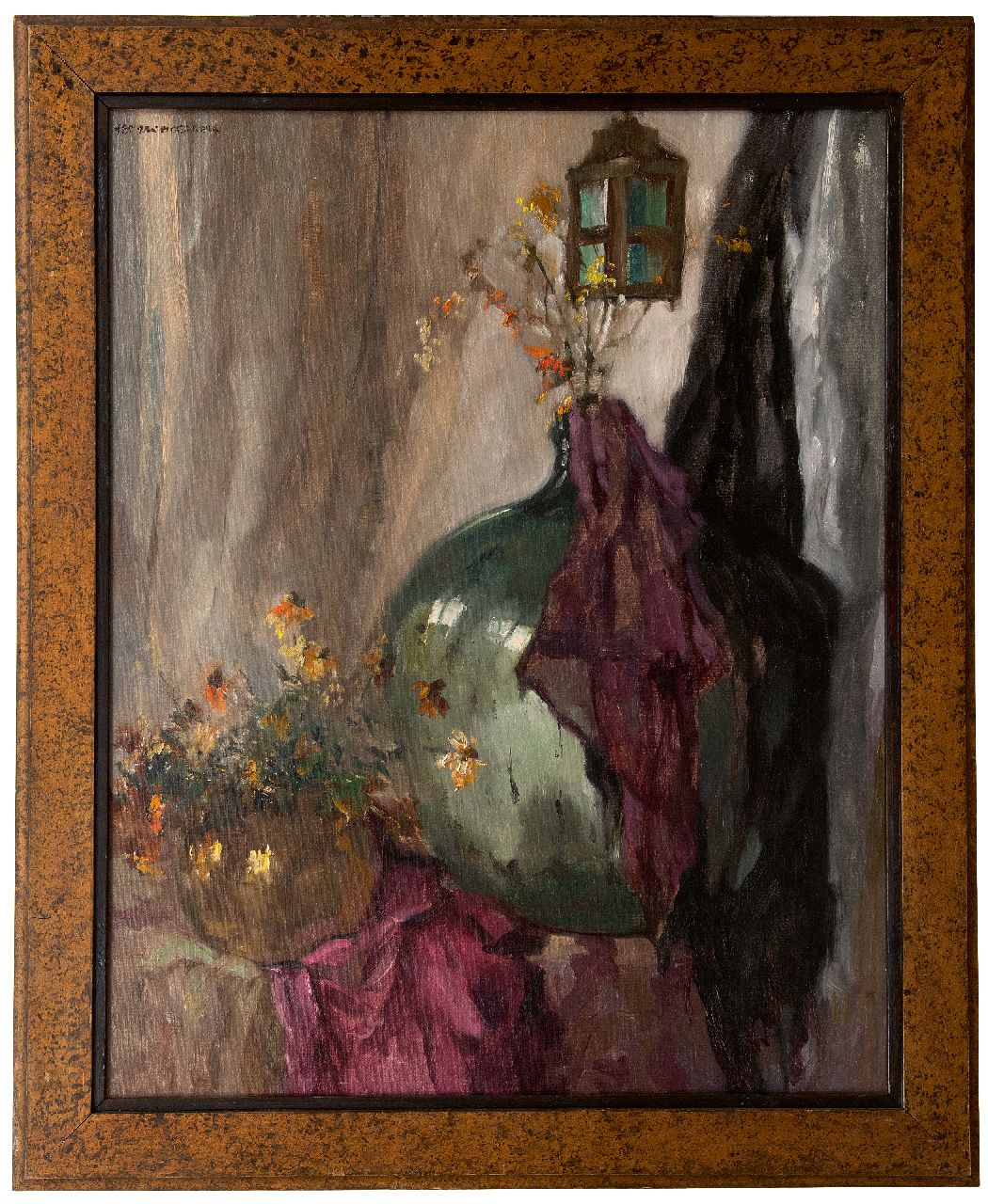 Moerkerk H.A.J.M. | Hermanus Antonius Josephus Maria 'Herman' Moerkerk | Schilderijen te koop aangeboden | Stilleven met zoutzuurfles, olieverf op doek 100,1 x 80,8 cm, gesigneerd linksboven Moerkerk H.A.J.M. | Hermanus Antonius Josephus Maria 'Herman' Moerkerk | Schilderijen te koop aangeboden | Stilleven met zoutzuurfles, olieverf op doek 100,1 x 80,8 cm, gesigneerd linksboven
