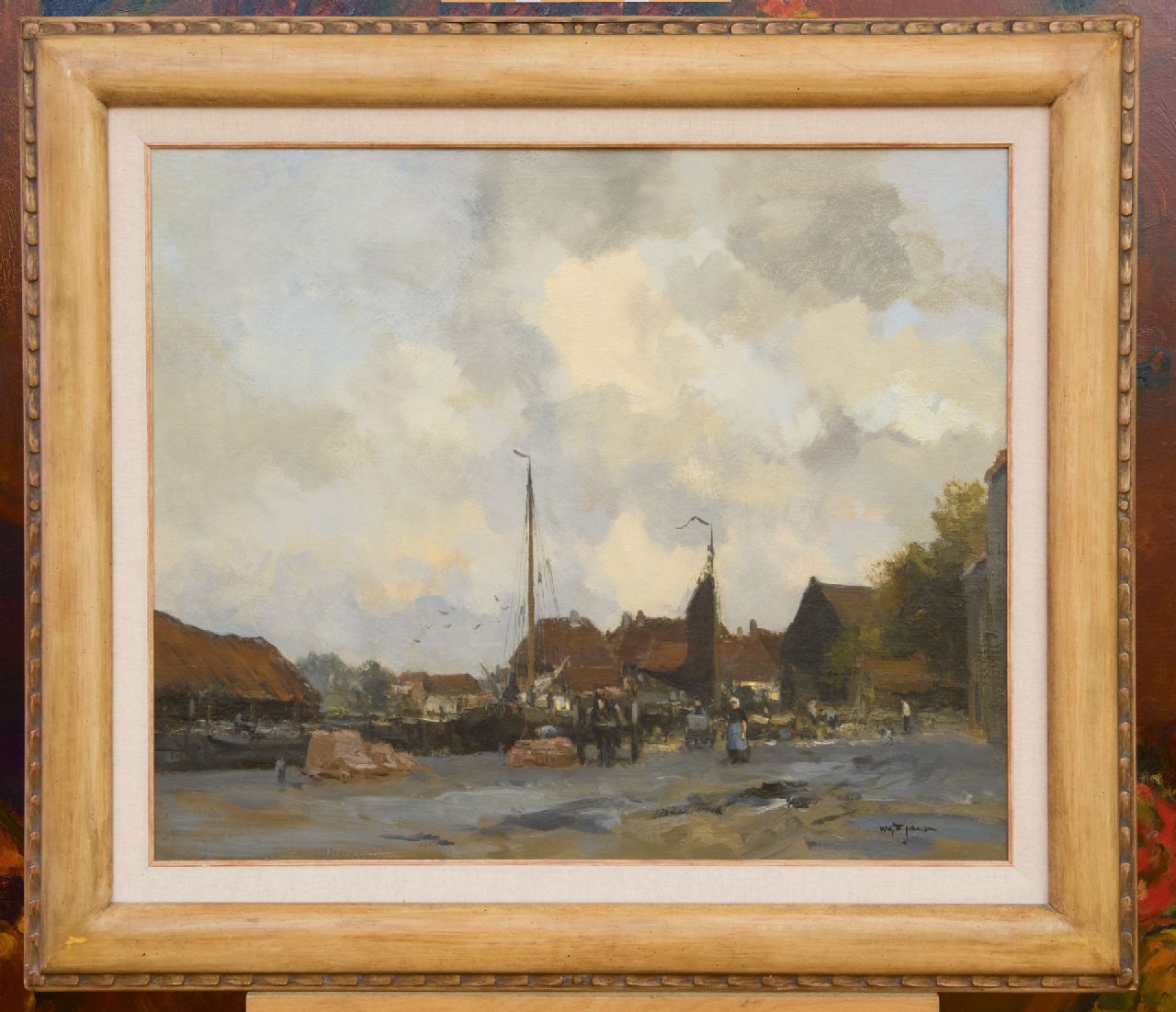 Jansen W.G.F. | 'Willem' George Frederik Jansen | Schilderijen te koop aangeboden | Binnenhaven, olieverf op doek 63,0 x 76,3 cm, gesigneerd rechtsonder Jansen W.G.F. | 'Willem' George Frederik Jansen | Schilderijen te koop aangeboden | Binnenhaven, olieverf op doek 63,0 x 76,3 cm, gesigneerd rechtsonder