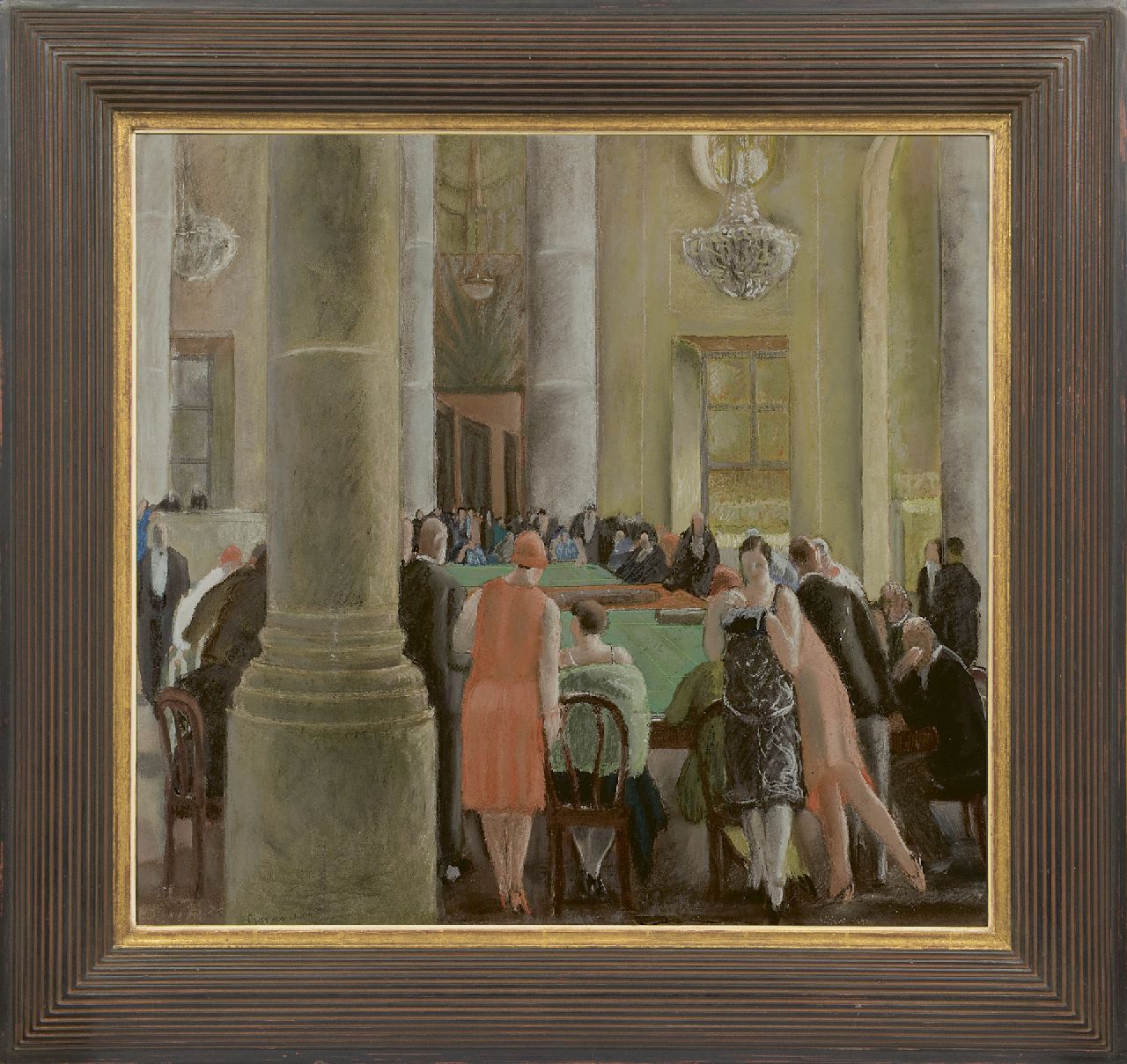 Brianchon M.  | Maurice Brianchon | Aquarellen en tekeningen te koop aangeboden | In het casino, pastel op papier 60,0 x 64,5 cm, gesigneerd linksonder