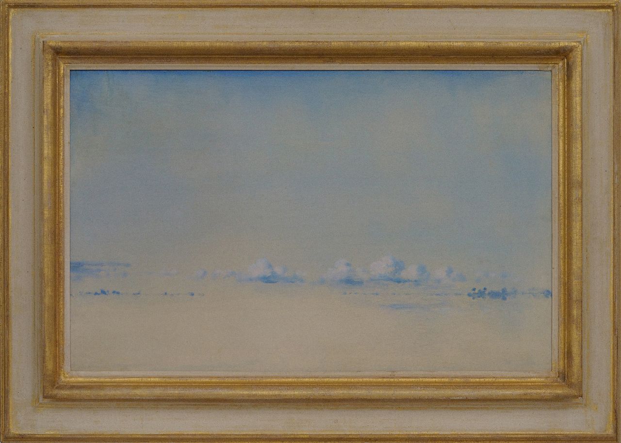Voerman sr. J. | Jan Voerman sr., IJssel met kanteelwolken, olieverf op paneel 45,9 x 74,9 cm Voerman sr. J. | Jan Voerman sr., IJssel met kanteelwolken, olieverf op paneel 45,9 x 74,9 cm