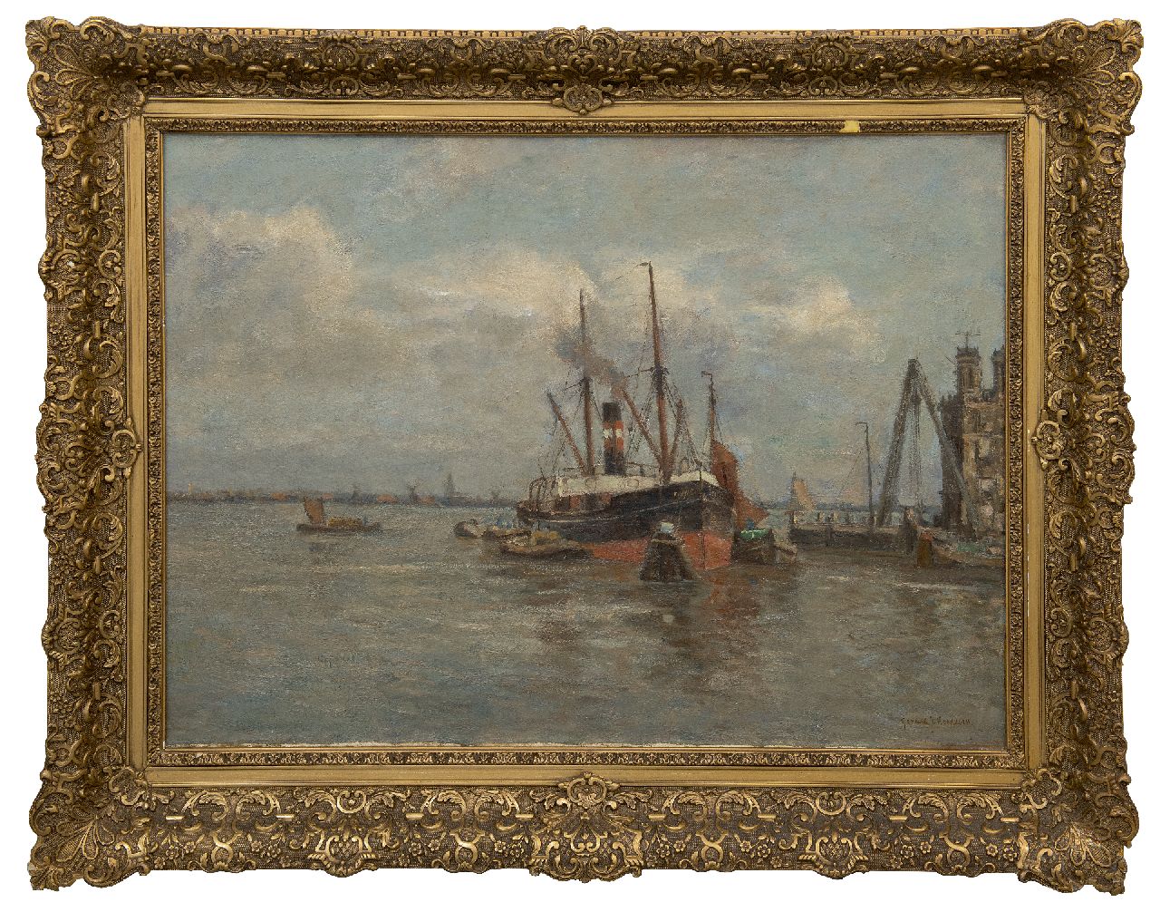 Koekkoek G.J. | Gerardus Johannes 'Gerard' Koekkoek | Schilderijen te koop aangeboden | Afgemeerde coaster, olieverf op doek 59,8 x 80,8 cm, gesigneerd rechtsonder Koekkoek G.J. | Gerardus Johannes 'Gerard' Koekkoek | Schilderijen te koop aangeboden | Afgemeerde coaster, olieverf op doek 59,8 x 80,8 cm, gesigneerd rechtsonder