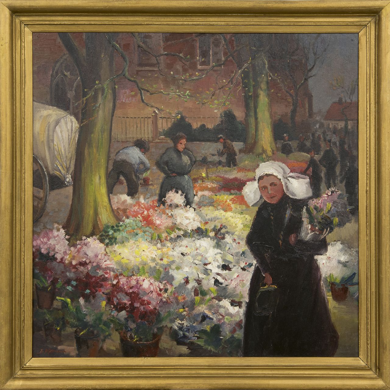 Moonen B.F.A. | Bernardus Franciscus Aloijsius ‘Ben’ Moonen | Schilderijen te koop aangeboden | Bloemenmarkt, olieverf op paneel 80,3 x 80,0 cm, gesigneerd linksonder Moonen B.F.A. | Bernardus Franciscus Aloijsius ‘Ben’ Moonen | Schilderijen te koop aangeboden | Bloemenmarkt, olieverf op paneel 80,3 x 80,0 cm, gesigneerd linksonder