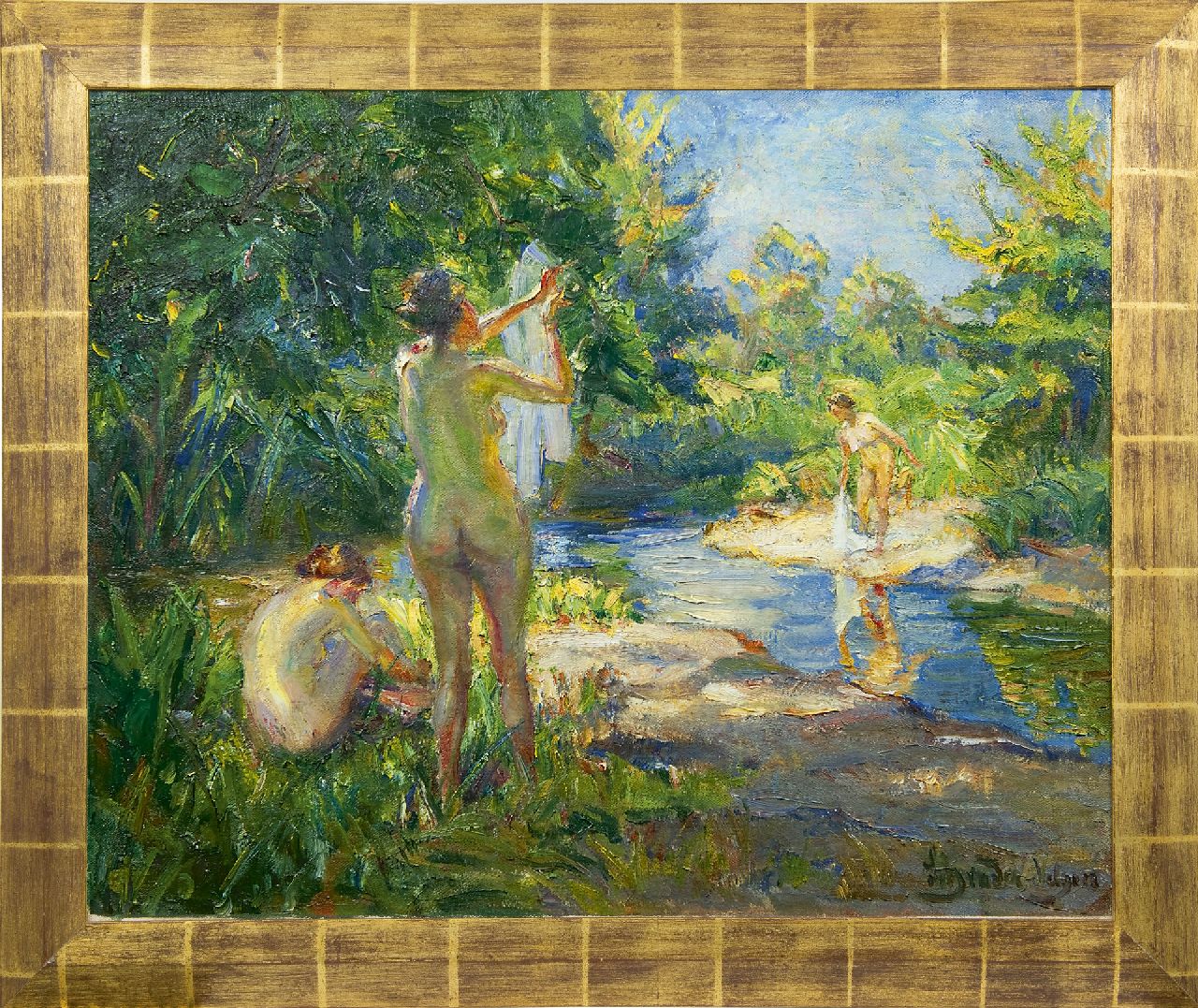 Schrader-Velgen C.H. | Carl Hans Schrader-Velgen, Drie baadsters, olieverf op doek 65,4 x 79,9 cm, gesigneerd rechtsonder Schrader-Velgen C.H. | Carl Hans Schrader-Velgen, Drie baadsters, olieverf op doek 65,4 x 79,9 cm, gesigneerd rechtsonder