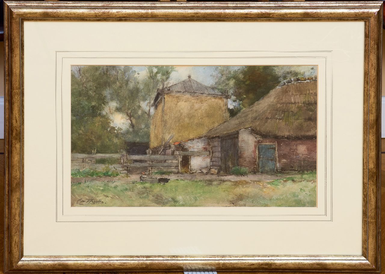 Windt Ch. van der | Christophe 'Chris' van der Windt | Aquarellen en tekeningen te koop aangeboden | Boerderij met hooiberg, aquarel op papier 31,0 x 51,0 cm, gesigneerd linksonder