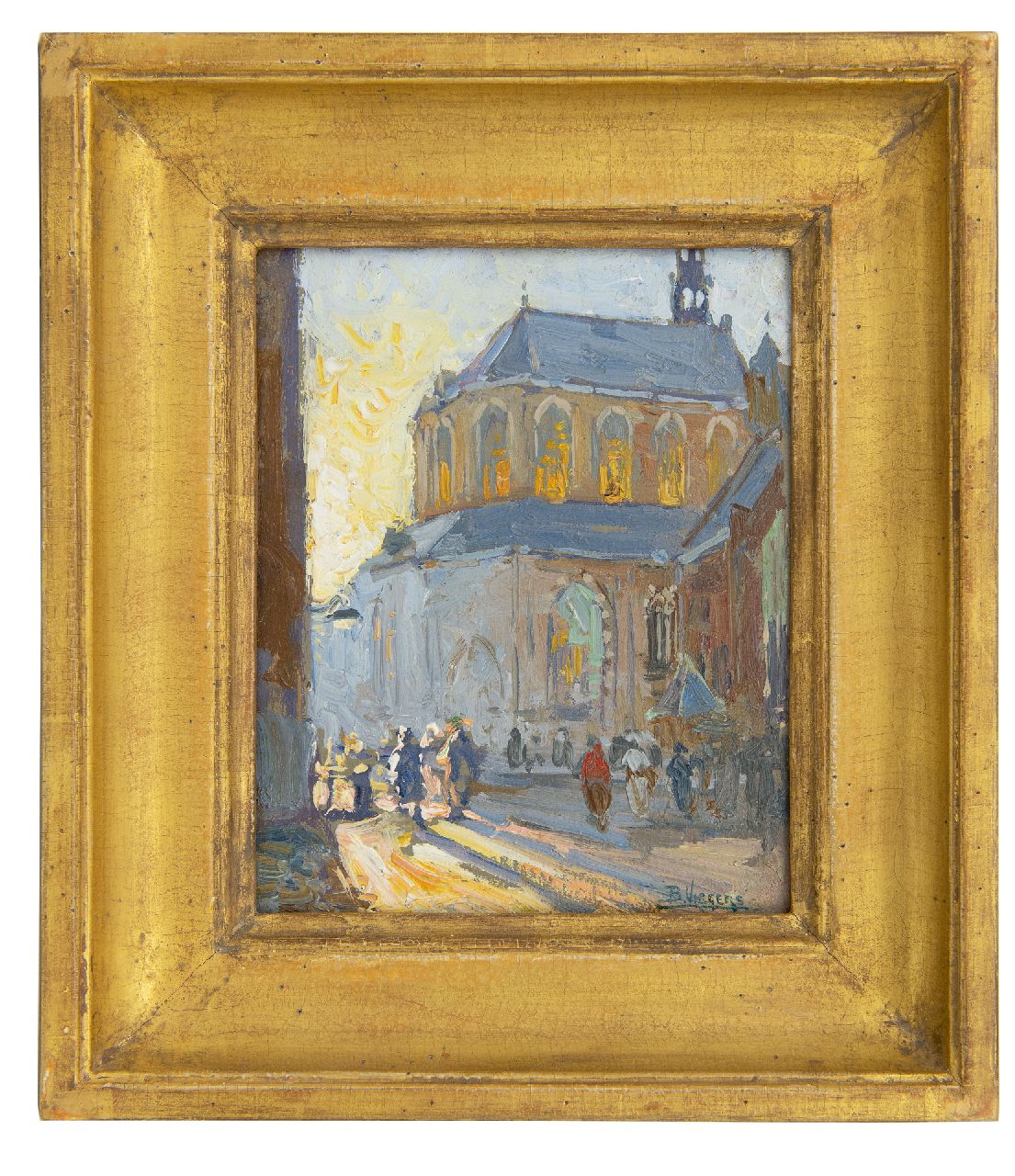Viegers B.P.  | Bernardus Petrus 'Ben' Viegers, Achter de Grote Kerk, Den Haag, olieverf op papier op paneel 18,2 x 14,5 cm, gesigneerd rechtsonder
