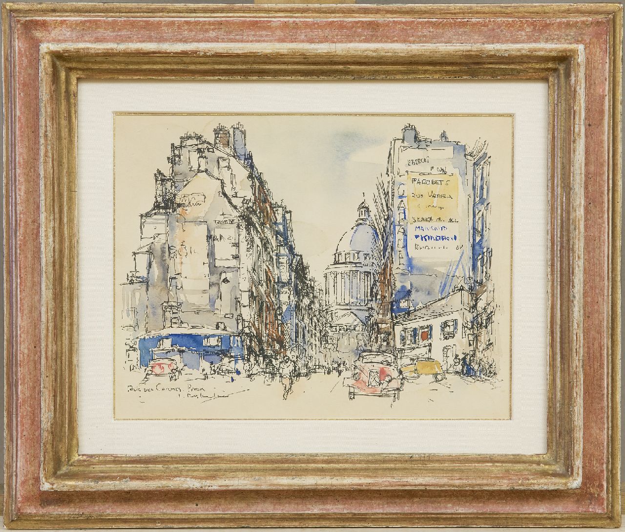 Rijlaarsdam J. | Jan Rijlaarsdam, De Rue des Carmes, Parijs, met een Citroën Traction Avant, pen, inkt en aquarel op papier 18,9 x 24,2 cm, gesigneerd linksonder en te dateren jaren '50 Rijlaarsdam J. | Jan Rijlaarsdam, De Rue des Carmes, Parijs, met een Citroën Traction Avant, pen, inkt en aquarel op papier 18,9 x 24,2 cm, gesigneerd linksonder en te dateren jaren '50