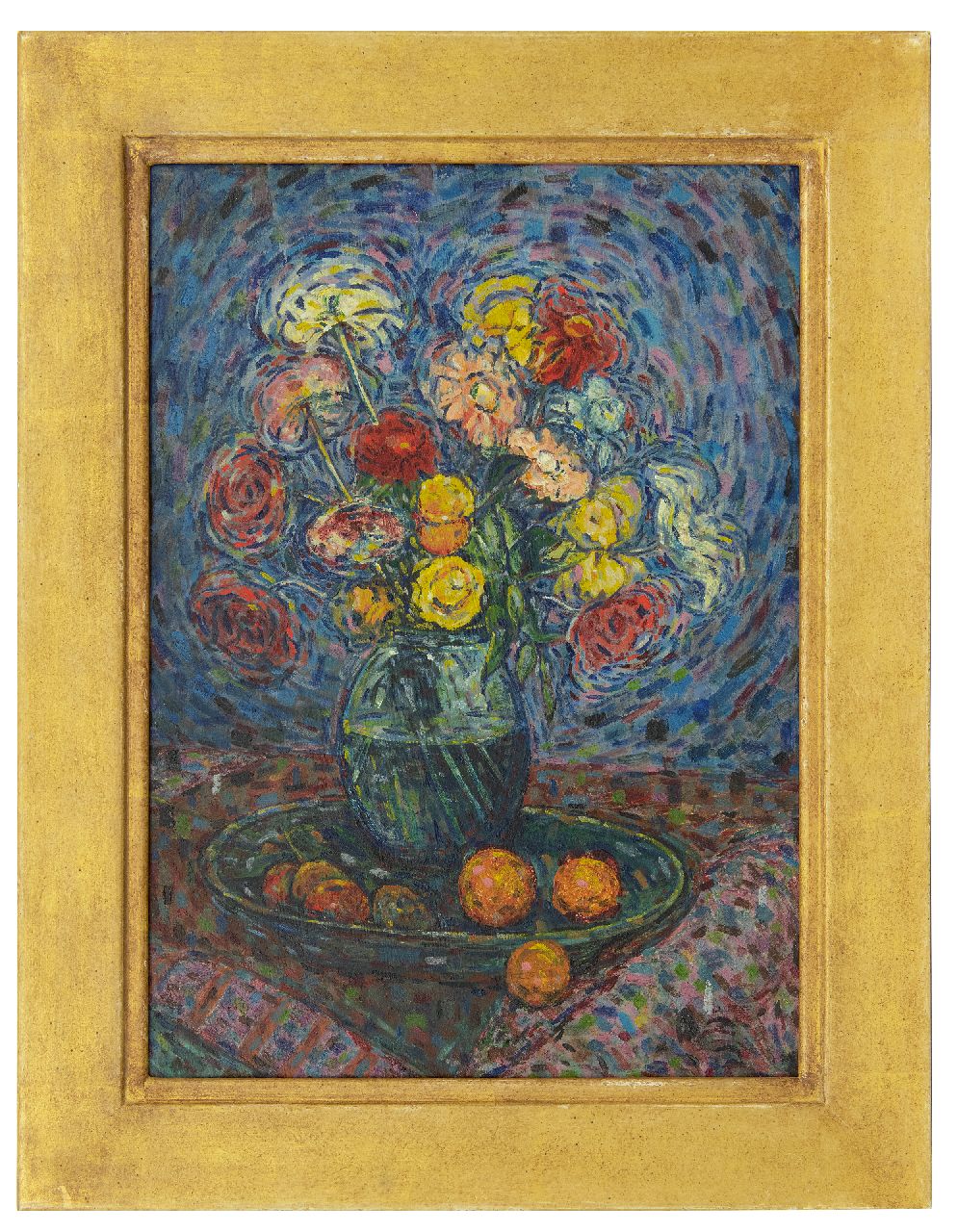 Rijn N.P.Q. van | Nicolaas Petrus Quirinus 'Nico' van Rijn, Stilleven met bloemen en fruit, olieverf op paneel 53,2 x 38,3 cm