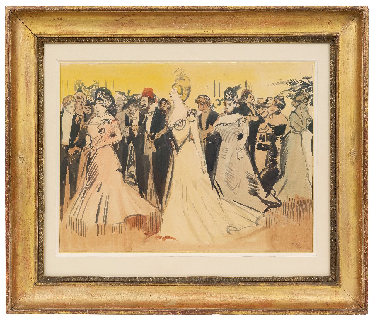 Minartz A.G.  | Antoine Guillaume 'Tony' Minartz | Aquarellen en tekeningen te koop aangeboden | Soirée galante, aquarel op papier 29,8 x 40,0 cm, gesigneerd rechtsonder