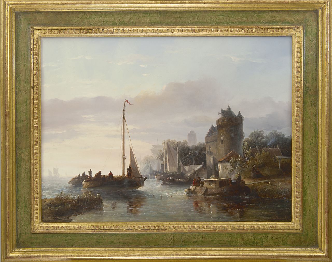Verveer S.L. | 'Salomon' Leonardus Verveer, Bedrijvigheid op de rivier met de Grote Kerk van Dordrecht in de verte, olieverf op paneel 42,8 x 57,9 cm, gesigneerd rechtsonder en gedateerd '47 Verveer S.L. | 'Salomon' Leonardus Verveer, Bedrijvigheid op de rivier met de Grote Kerk van Dordrecht in de verte, olieverf op paneel 42,8 x 57,9 cm, gesigneerd rechtsonder en gedateerd '47