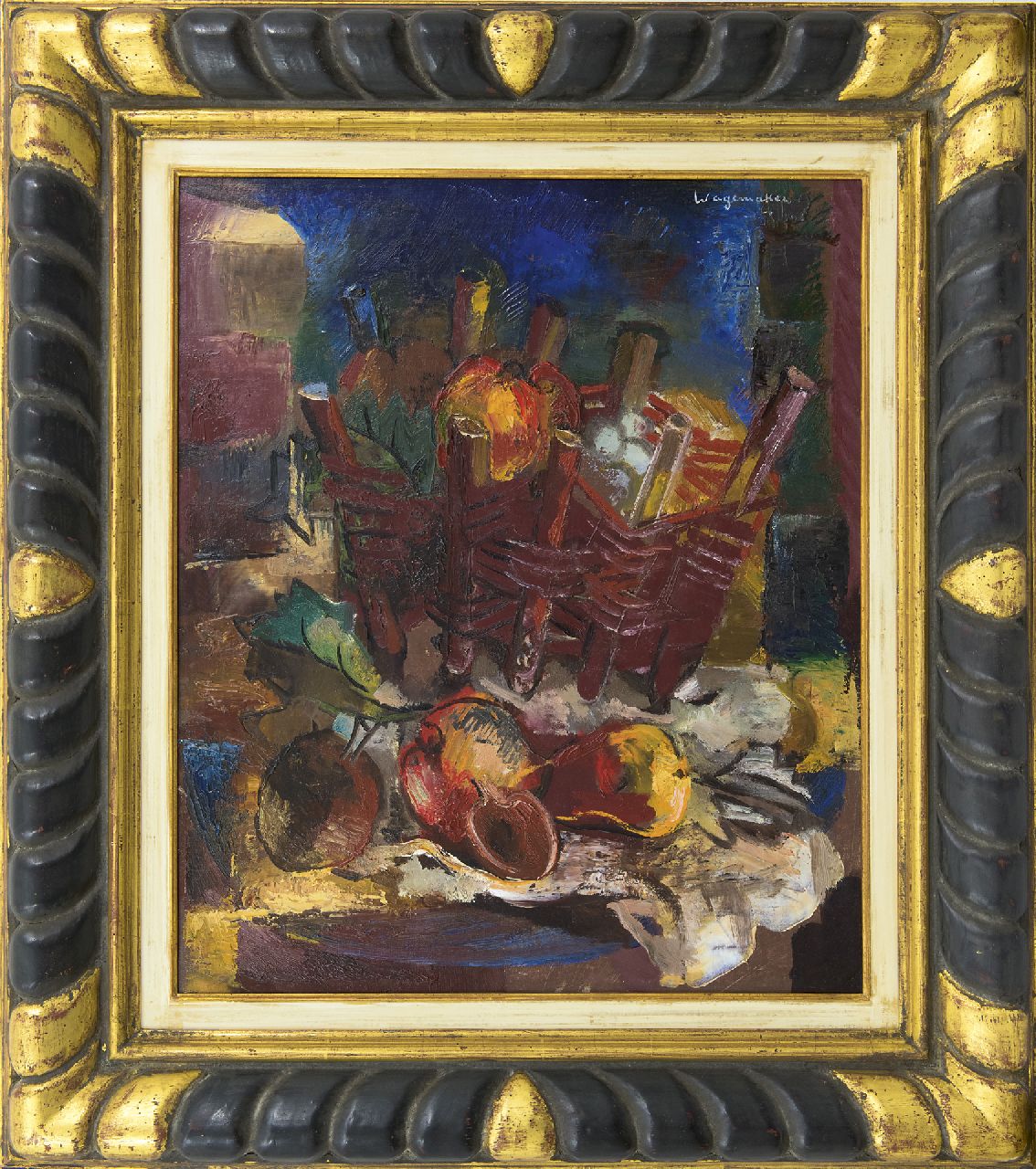 Wagemaker A.B. | Adriaan Barend 'Jaap' Wagemaker | Schilderijen te koop aangeboden | Stilleven met biezenmand, olieverf op doek 60,3 x 50,4 cm, gesigneerd rechtsboven en te dateren 1924 Wagemaker A.B. | Adriaan Barend 'Jaap' Wagemaker | Schilderijen te koop aangeboden | Stilleven met biezenmand, olieverf op doek 60,3 x 50,4 cm, gesigneerd rechtsboven en te dateren 1924