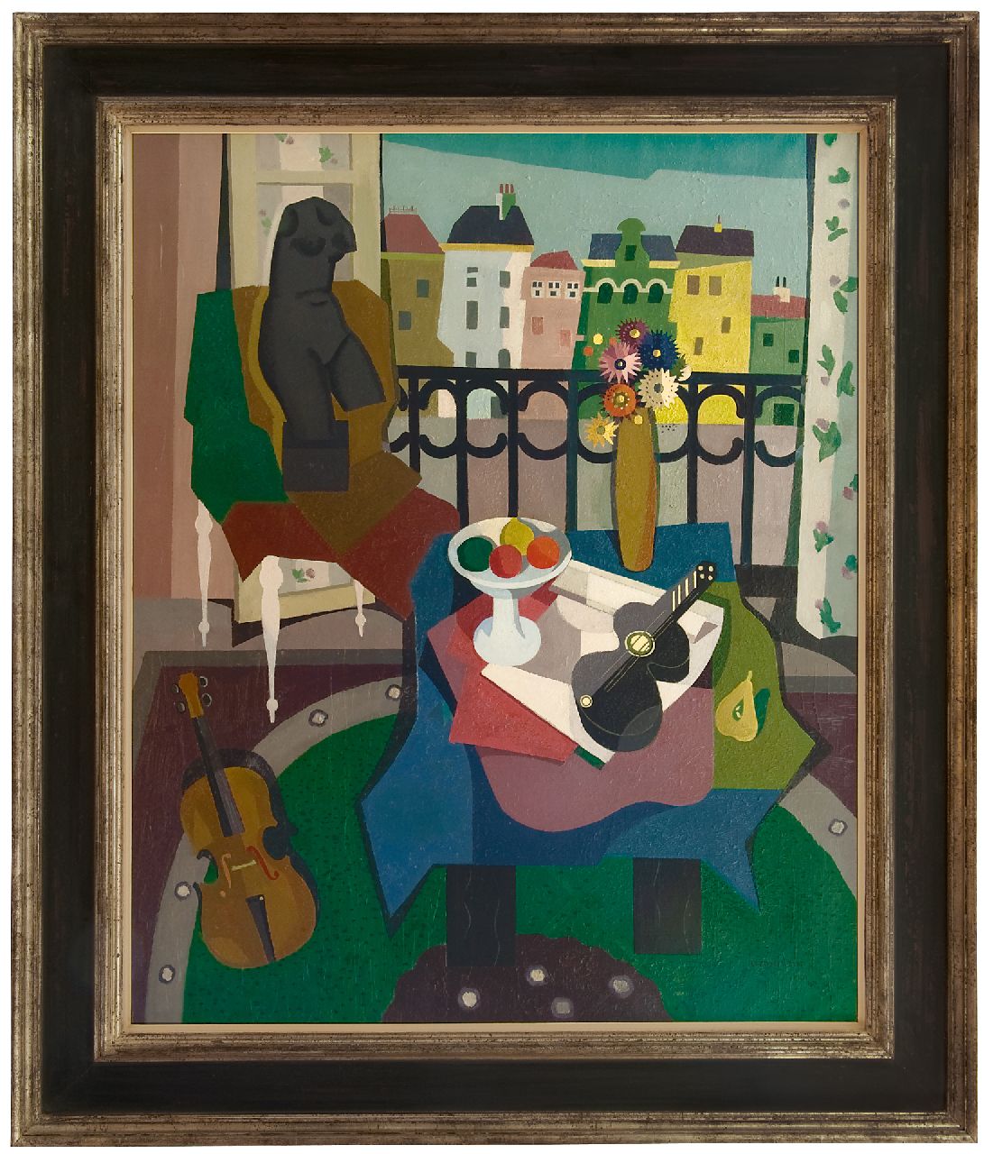 Bitter T. | Theodorus 'Theo' Bitter, Interieur met uitzicht (atelier Riouwstraat), olieverf op doek 120,2 x 97,9 cm, gesigneerd rechtsonder en verso en gedateerd Mei '47 Bitter T. | Theodorus 'Theo' Bitter, Interieur met uitzicht (atelier Riouwstraat), olieverf op doek 120,2 x 97,9 cm, gesigneerd rechtsonder en verso en gedateerd Mei '47