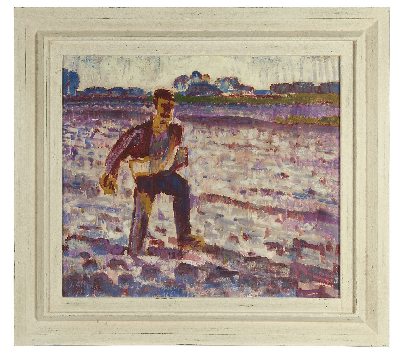 Altink J. | Jan Altink | Schilderijen te koop aangeboden | De Zaaier, wasverf op doek 55,0 x 63,6 cm, gesigneerd linksonder en gedateerd '25 Altink J. | Jan Altink | Schilderijen te koop aangeboden | De Zaaier, wasverf op doek 55,0 x 63,6 cm, gesigneerd linksonder en gedateerd '25