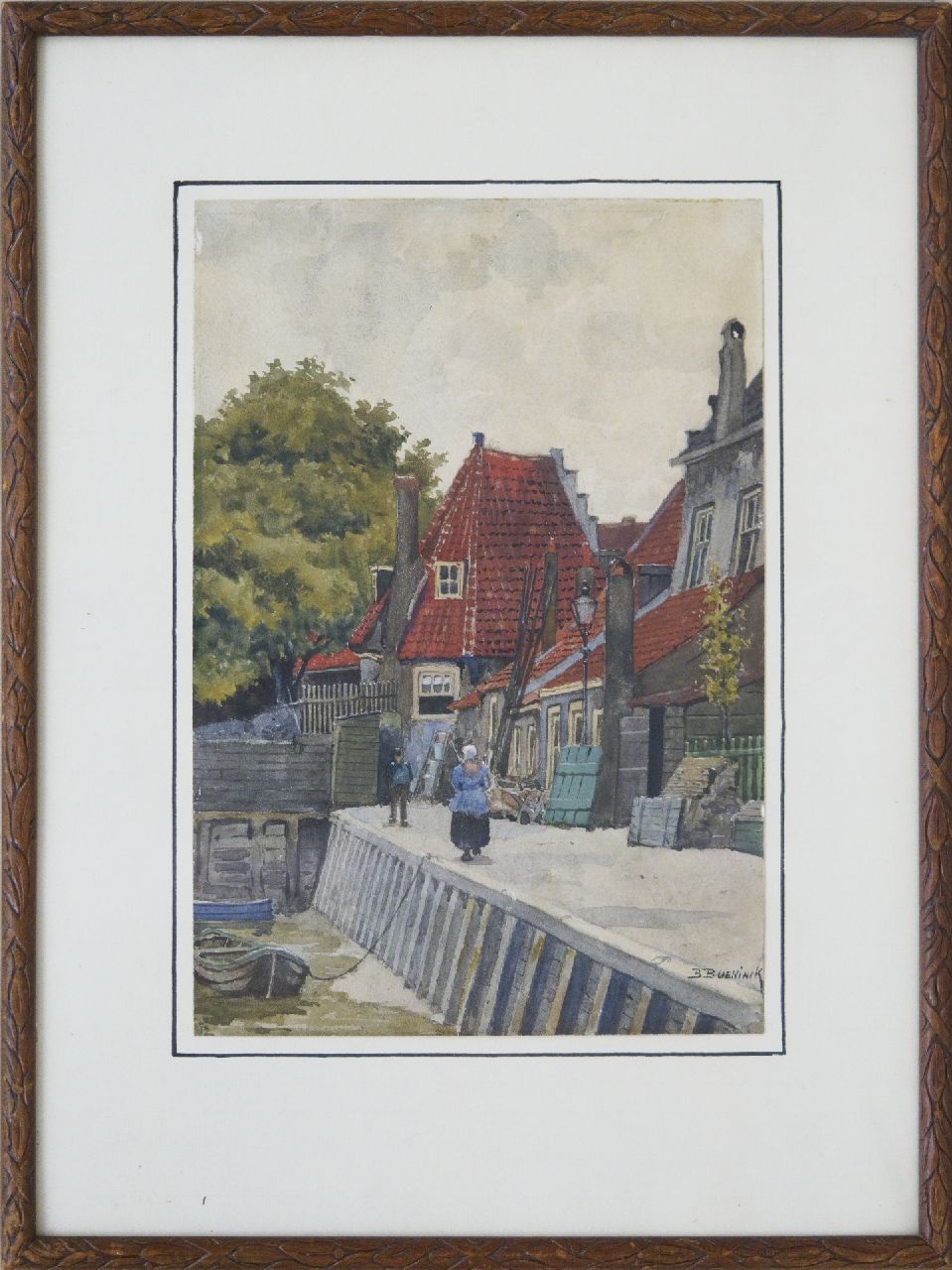 Bueninck B. | Bernardus 'Bernard' Bueninck, Figuren bij een sluisje, aquarel op papier 26,7 x 18,2 cm, gesigneerd rechtsonder Bueninck B. | Bernardus 'Bernard' Bueninck, Figuren bij een sluisje, aquarel op papier 26,7 x 18,2 cm, gesigneerd rechtsonder
