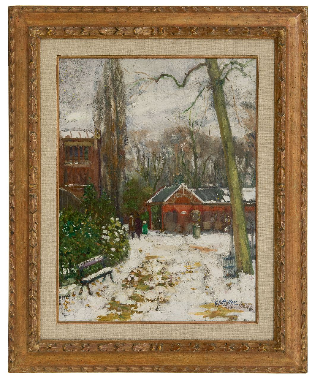 Staller G.J. | Gerard Johan Staller, Artis in de winter, olieverf op doek 53,3 x 41,3 cm, gesigneerd rechtsonder en te dateren ca. 1910 Staller G.J. | Gerard Johan Staller, Artis in de winter, olieverf op doek 53,3 x 41,3 cm, gesigneerd rechtsonder en te dateren ca. 1910