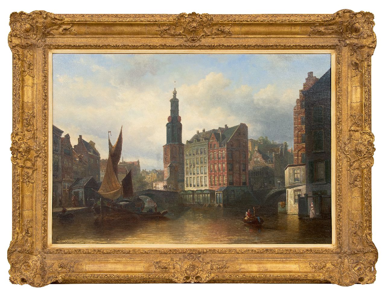 Bommel E.P. van | Elias Pieter van Bommel, Gezicht op de Munttoren, Amsterdam, olieverf op doek 63,3 x 92,7 cm, gesigneerd linksonder en gedateerd 1883 Bommel E.P. van | Elias Pieter van Bommel, Gezicht op de Munttoren, Amsterdam, olieverf op doek 63,3 x 92,7 cm, gesigneerd linksonder en gedateerd 1883