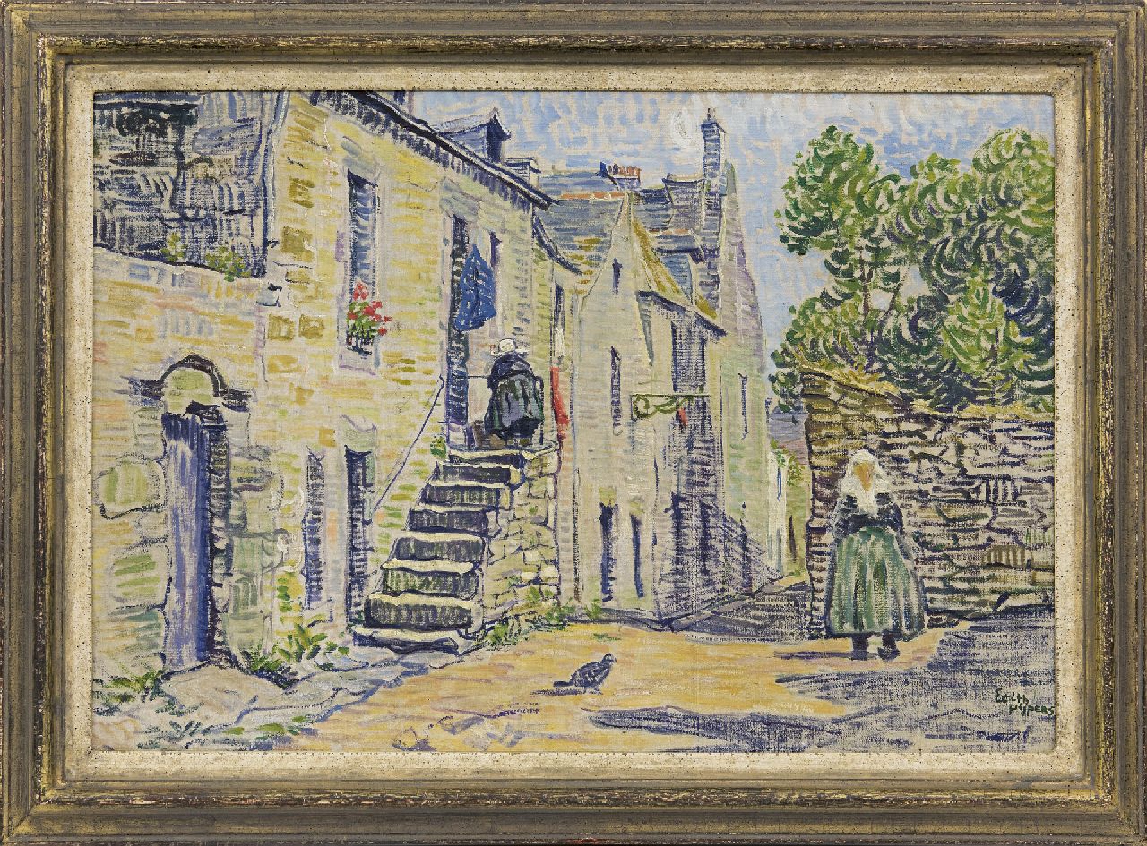 Pijpers E.E.  | 'Edith' Elizabeth Pijpers, Zeeuws straatje, olieverf op doek op board 38,4 x 54,7 cm, gesigneerd rechtsonder