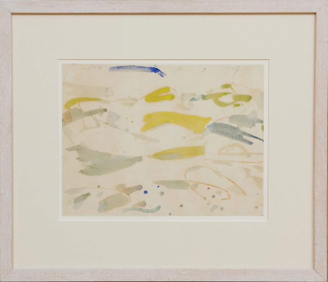 Jordens J.G. | 'Jan' Gerrit Jordens, Schiermonnikoog, aquarel en ecoline op papier 23,6 x 31,1 cm, gesigneerd linksboven en gedateerd 6 9 57 Jordens J.G. | 'Jan' Gerrit Jordens, Schiermonnikoog, aquarel en ecoline op papier 23,6 x 31,1 cm, gesigneerd linksboven en gedateerd 6 9 57