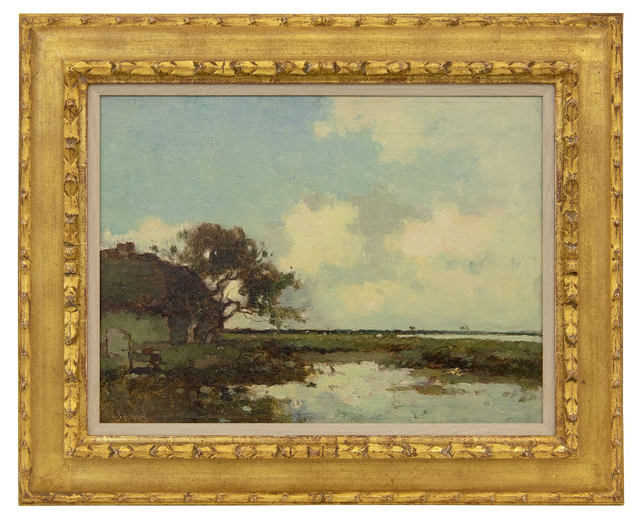 Knikker A. | Aris Knikker | Schilderijen te koop aangeboden | Polderlandschap, olieverf op doek 32,3 x 43,3 cm, gesigneerd linksonder Knikker A. | Aris Knikker | Schilderijen te koop aangeboden | Polderlandschap, olieverf op doek 32,3 x 43,3 cm, gesigneerd linksonder