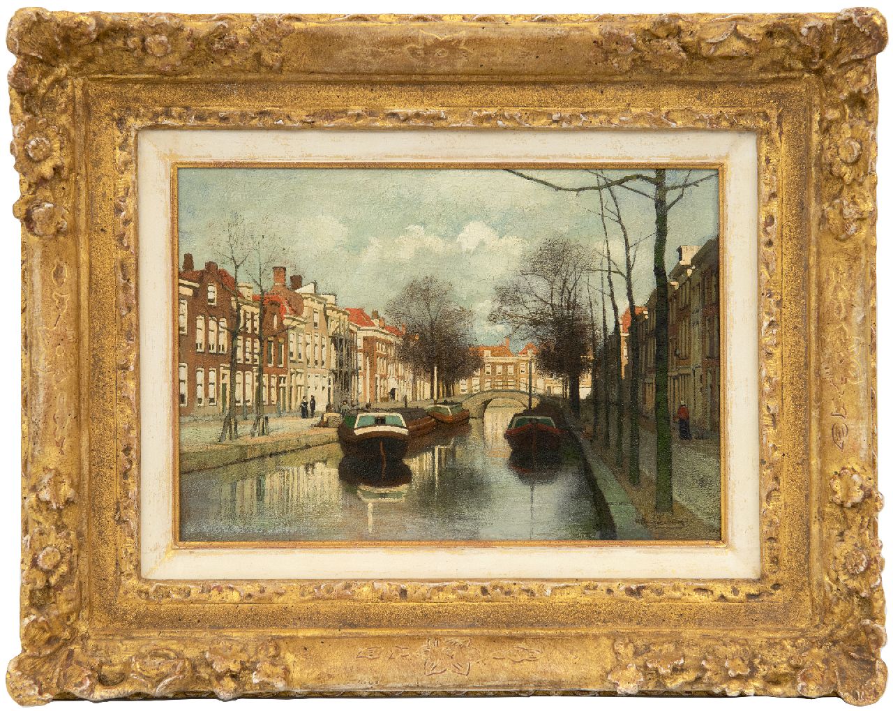 Klinkenberg J.C.K.  | Johannes Christiaan Karel Klinkenberg, Hollandse gracht, olieverf op paneel 17,9 x 25,1 cm, gesigneerd rechtsonder