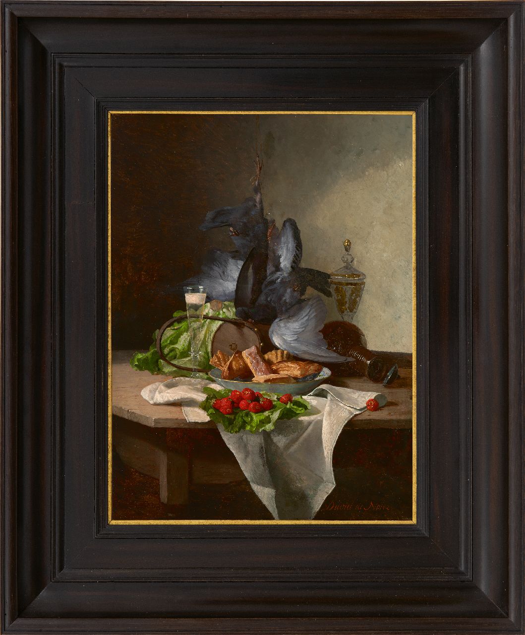 Noter D.E.J. de | 'David' Emile Joseph de Noter | Schilderijen te koop aangeboden | Stilleven met groente, pastei en wild, olieverf op paneel 30,4 x 22,8 cm, gesigneerd rechtsonder Noter D.E.J. de | 'David' Emile Joseph de Noter | Schilderijen te koop aangeboden | Stilleven met groente, pastei en wild, olieverf op paneel 30,4 x 22,8 cm, gesigneerd rechtsonder