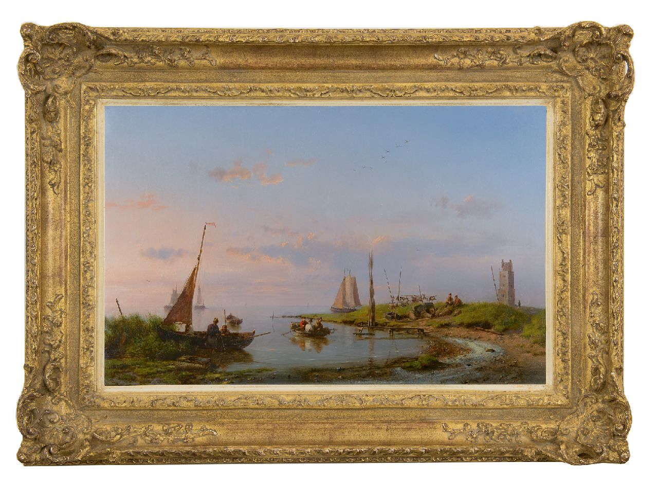 Koekkoek H. | Hermanus Koekkoek, Een mooie dag langs de Zuiderzee, olieverf op doek 37,2 x 58,6 cm, gesigneerd rechtsonder en gedateerd 1869 Koekkoek H. | Hermanus Koekkoek, Een mooie dag langs de Zuiderzee, olieverf op doek 37,2 x 58,6 cm, gesigneerd rechtsonder en gedateerd 1869