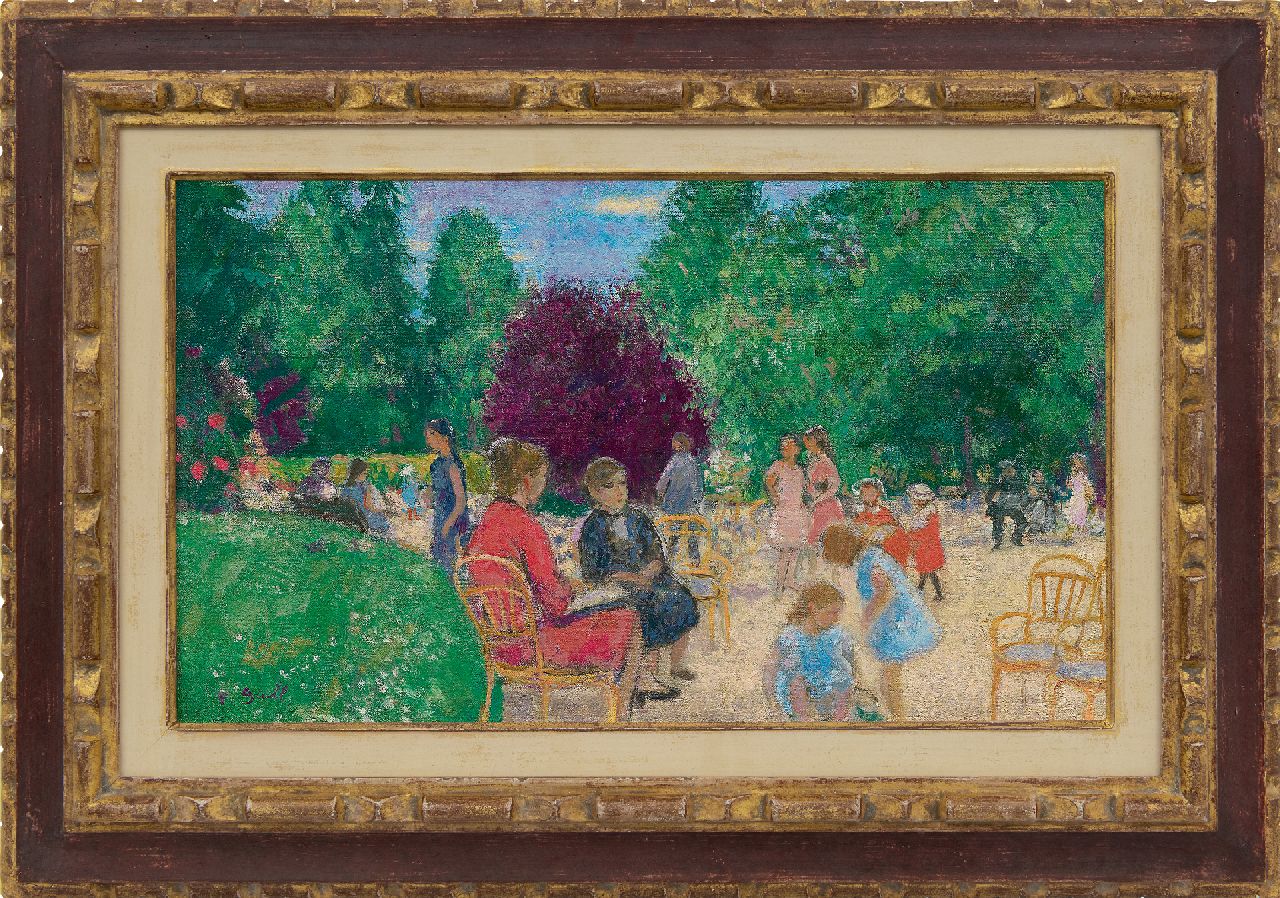 Gall F. | Ferenç 'François' Gall | Schilderijen te koop aangeboden | Dans le parc, olieverf op doek 27,2 x 46,2 cm, gesigneerd linksonder Gall F. | Ferenç 'François' Gall | Schilderijen te koop aangeboden | Dans le parc, olieverf op doek 27,2 x 46,2 cm, gesigneerd linksonder