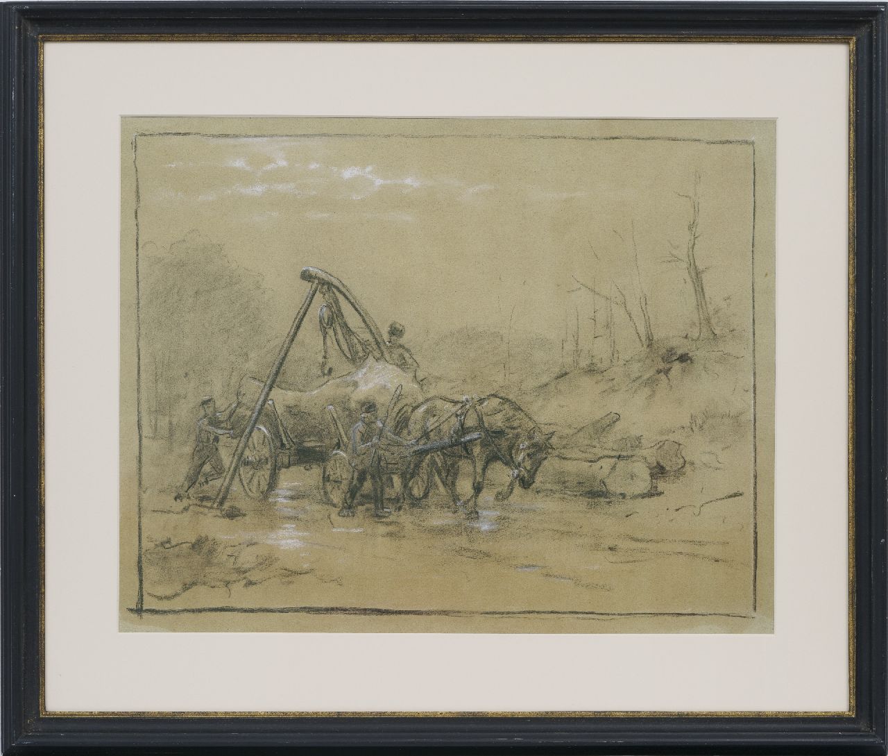 Eerelman O. | Otto Eerelman | Aquarellen en tekeningen te koop aangeboden | Bedrijvigheid met een mallejan, krijt op papier 45,0 x 57,1 cm Eerelman O. | Otto Eerelman | Aquarellen en tekeningen te koop aangeboden | Bedrijvigheid met een mallejan, krijt op papier 45,0 x 57,1 cm