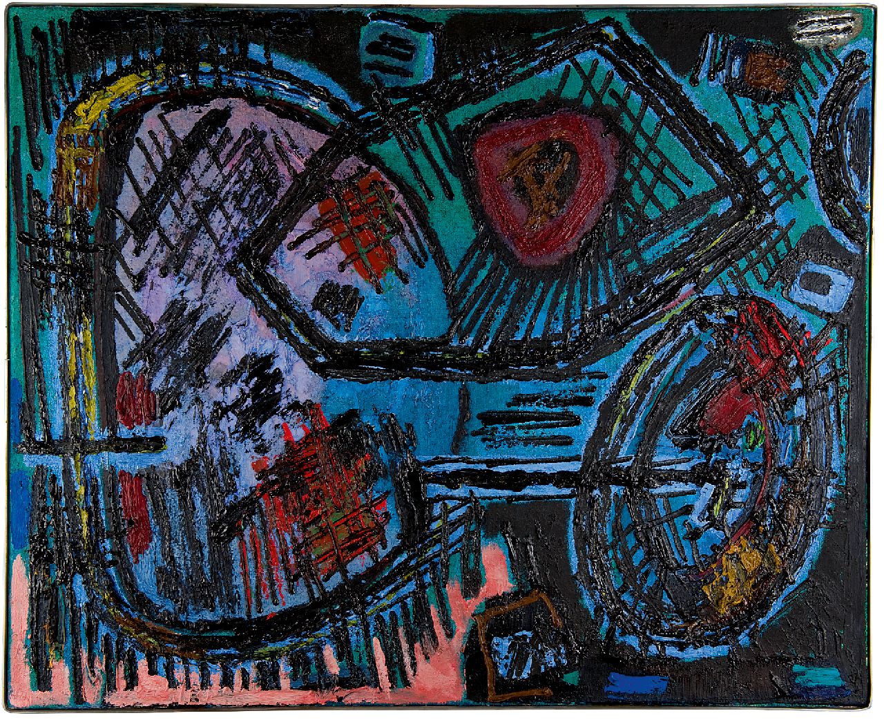 Hussem W.F.K. | 'Willem' Frans Karel Hussem | Schilderijen te koop aangeboden | Compositie 1959, olieverf op doek 80,4 x 100,2 cm, gesigneerd verso en verso gedateerd '59 Hussem W.F.K. | 'Willem' Frans Karel Hussem | Schilderijen te koop aangeboden | Compositie 1959, olieverf op doek 80,4 x 100,2 cm, gesigneerd verso en verso gedateerd '59