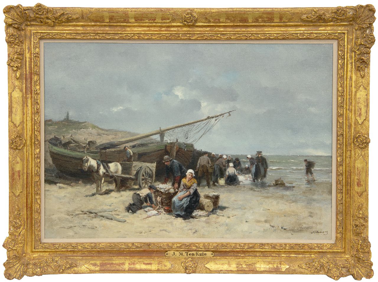 Kate J.M. ten | Johannes Marius ten Kate, Visafslag op het strand van Scheveningen, olieverf op doek 50,5 x 73,5 cm, gesigneerd rechtsonder Kate J.M. ten | Johannes Marius ten Kate, Visafslag op het strand van Scheveningen, olieverf op doek 50,5 x 73,5 cm, gesigneerd rechtsonder