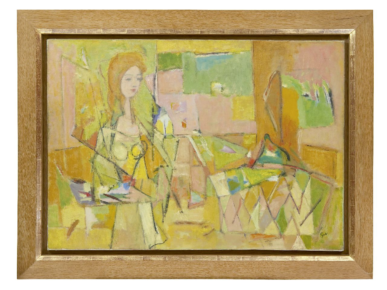 Velde G. van | Gerardus 'Geer' van Velde, Zittende vrouw, olieverf op doek 64,9 x 92,0 cm, gesigneerd rechtsonder met initialen en verso voluit en te dateren ca. 1943