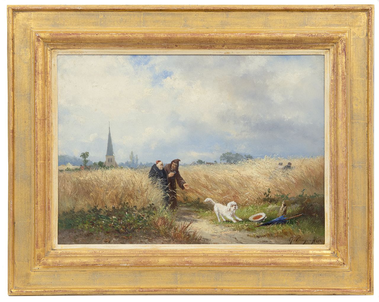 Prooijen A.J. van | Albert Jurardus van Prooijen, De verstoorde vrijage, olieverf op paneel 34,8 x 49,4 cm, gesigneerd rechtsonder en gedateerd 1884