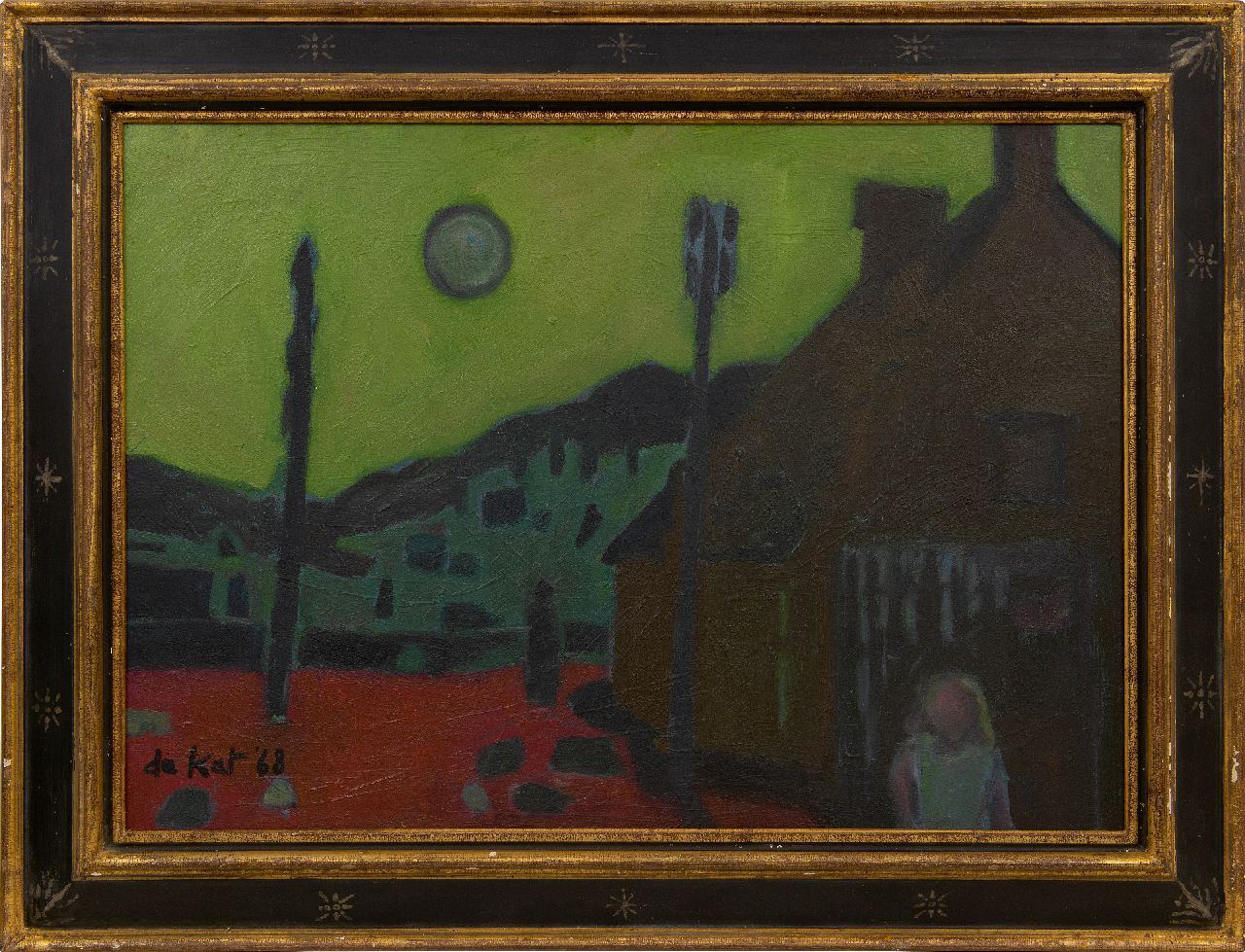 Kat O.B. de | 'Otto' Boudewijn de Kat | Schilderijen te koop aangeboden | Avondstemming met boerderij, olieverf op doek 50,3 x 70,3 cm, gesigneerd linksonder en verso en gedateerd '68 Kat O.B. de | 'Otto' Boudewijn de Kat | Schilderijen te koop aangeboden | Avondstemming met boerderij, olieverf op doek 50,3 x 70,3 cm, gesigneerd linksonder en verso en gedateerd '68