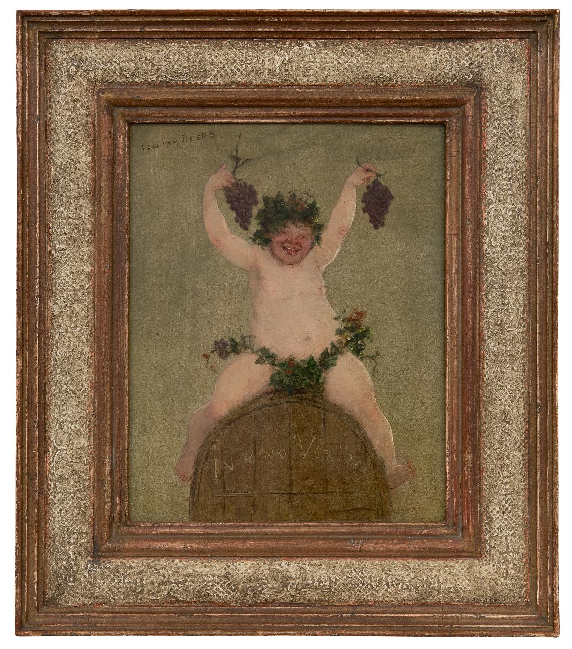 Beers J.M.C. van | Jan Marie Constantin van Beers, In vino Veritas, olieverf op paneel 29,4 x 23,4 cm, gesigneerd linksboven