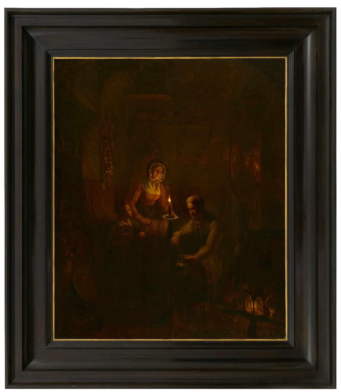 Haanen G.G. | George Gillis Haanen | Schilderijen te koop aangeboden | Wijn tappen bij kaarslicht, olieverf op paneel 58,1 x 47,7 cm, gesigneerd rechtsonder en gedateerd 1837 Haanen G.G. | George Gillis Haanen | Schilderijen te koop aangeboden | Wijn tappen bij kaarslicht, olieverf op paneel 58,1 x 47,7 cm, gesigneerd rechtsonder en gedateerd 1837