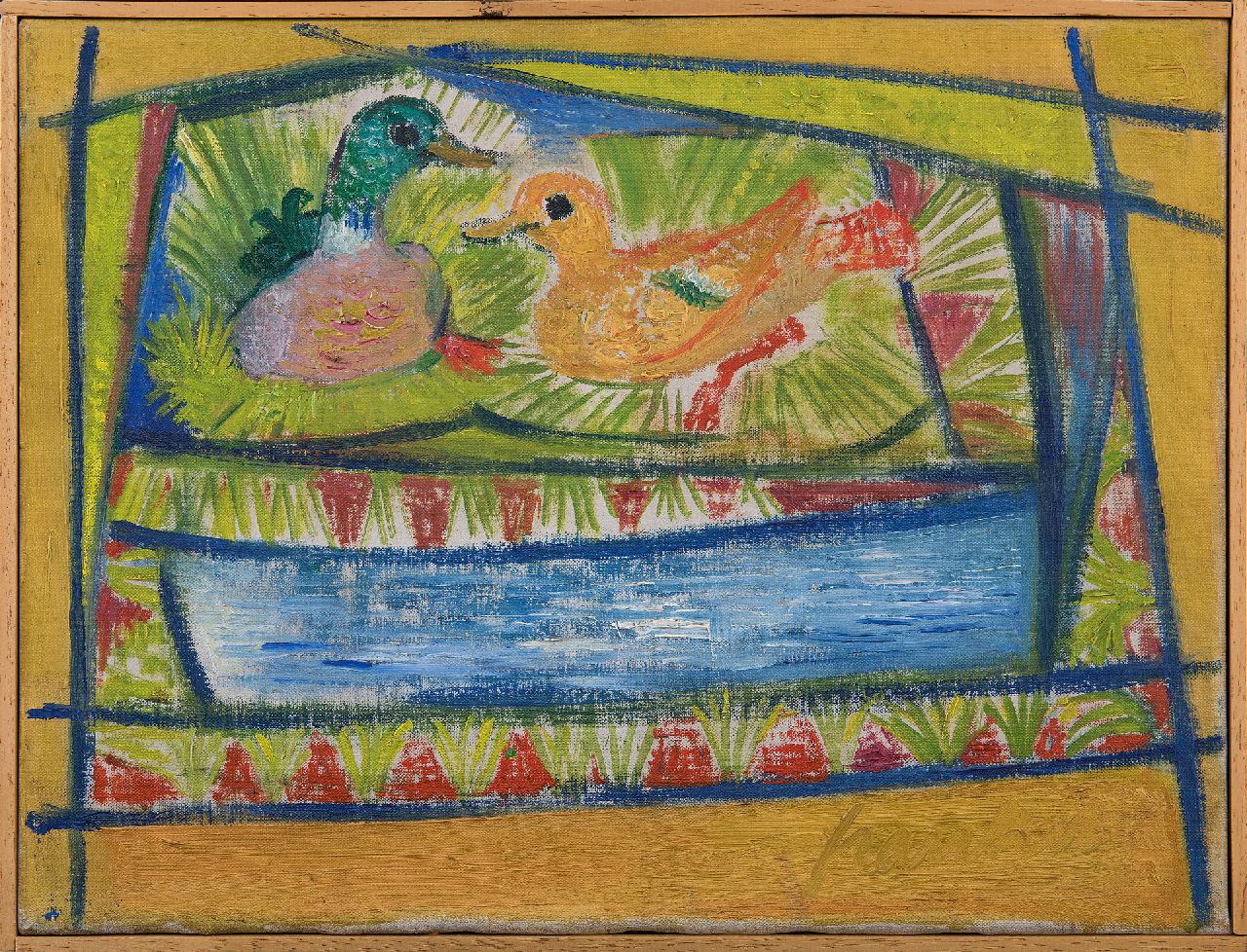 Frankot R.  | Roelof 'Roel' Frankot, Eendenkuikens, olieverf op doek 30,2 x 40,2 cm, gesigneerd rechtsonder