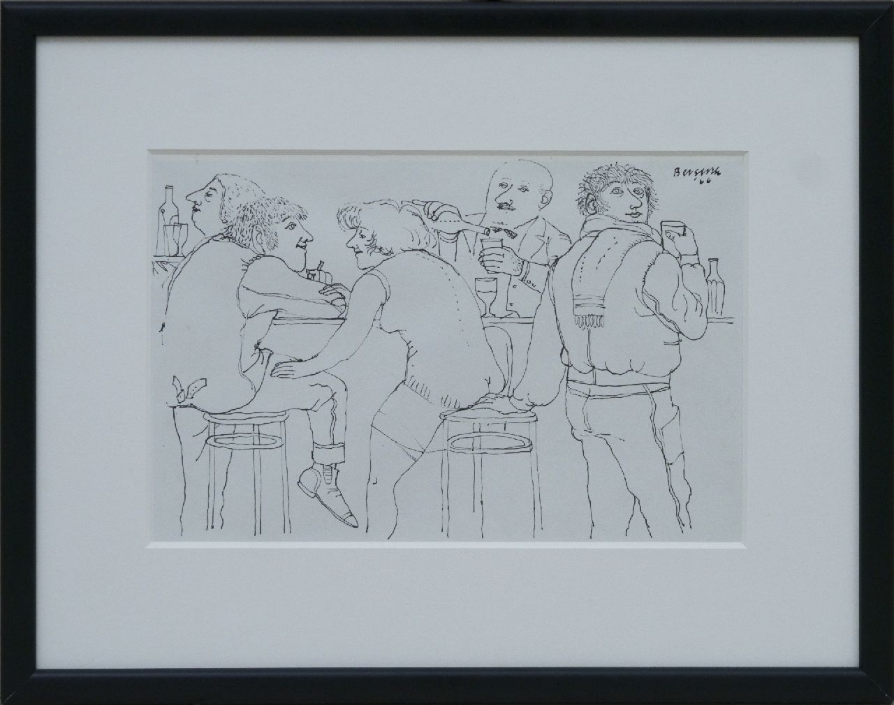Berserik H. | Hermanus 'Herman' Berserik | Aquarellen en tekeningen te koop aangeboden | Aan de bar; verso: Wielrenners aan de bar, pen en inkt op papier 15,8 x 23,7 cm, gesigneerd rechtsboven en beide gedateerd 1966 Berserik H. | Hermanus 'Herman' Berserik | Aquarellen en tekeningen te koop aangeboden | Aan de bar; verso: Wielrenners aan de bar, pen en inkt op papier 15,8 x 23,7 cm, gesigneerd rechtsboven en beide gedateerd 1966