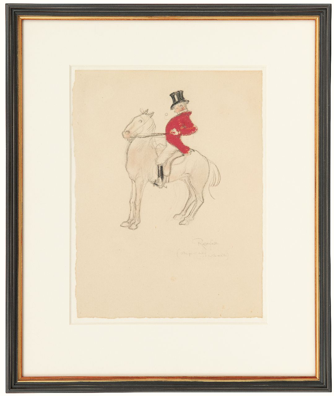 Rassenfosse A.L. | André Louis 'Armand' Rassenfosse, De ruiter, potlood, krijt en aquarel op papier 25,3 x 19,0 cm, gesigneerd rechtsonder Rassenfosse A.L. | André Louis 'Armand' Rassenfosse, De ruiter, potlood, krijt en aquarel op papier 25,3 x 19,0 cm, gesigneerd rechtsonder
