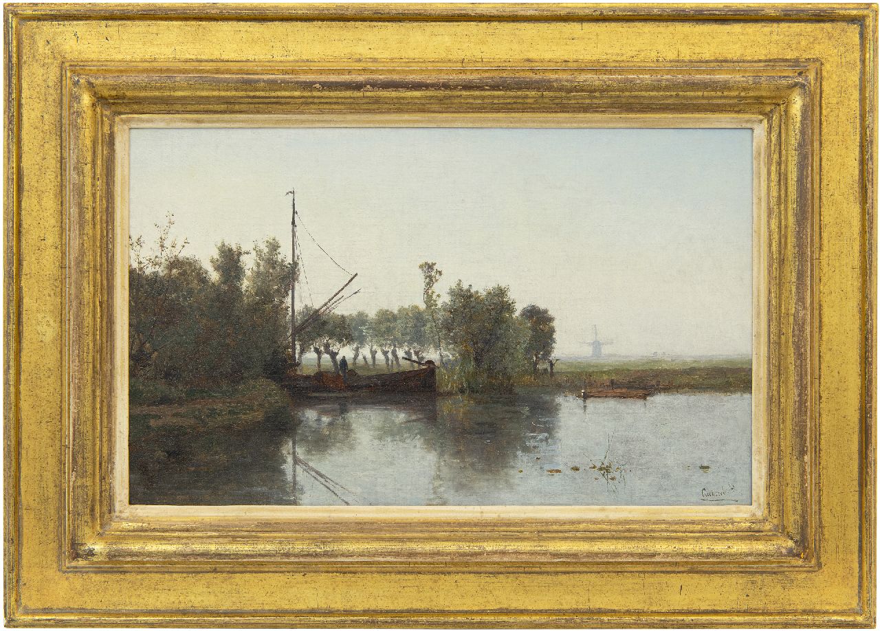 Gabriel P.J.C. | Paul Joseph Constantin 'Constan(t)' Gabriel | Schilderijen te koop aangeboden | Turftrekker met schuit in een polderlandschap, olieverf op doek 28,6 x 46,5 cm, gesigneerd rechtsonder Gabriel P.J.C. | Paul Joseph Constantin 'Constan(t)' Gabriel | Schilderijen te koop aangeboden | Turftrekker met schuit in een polderlandschap, olieverf op doek 28,6 x 46,5 cm, gesigneerd rechtsonder
