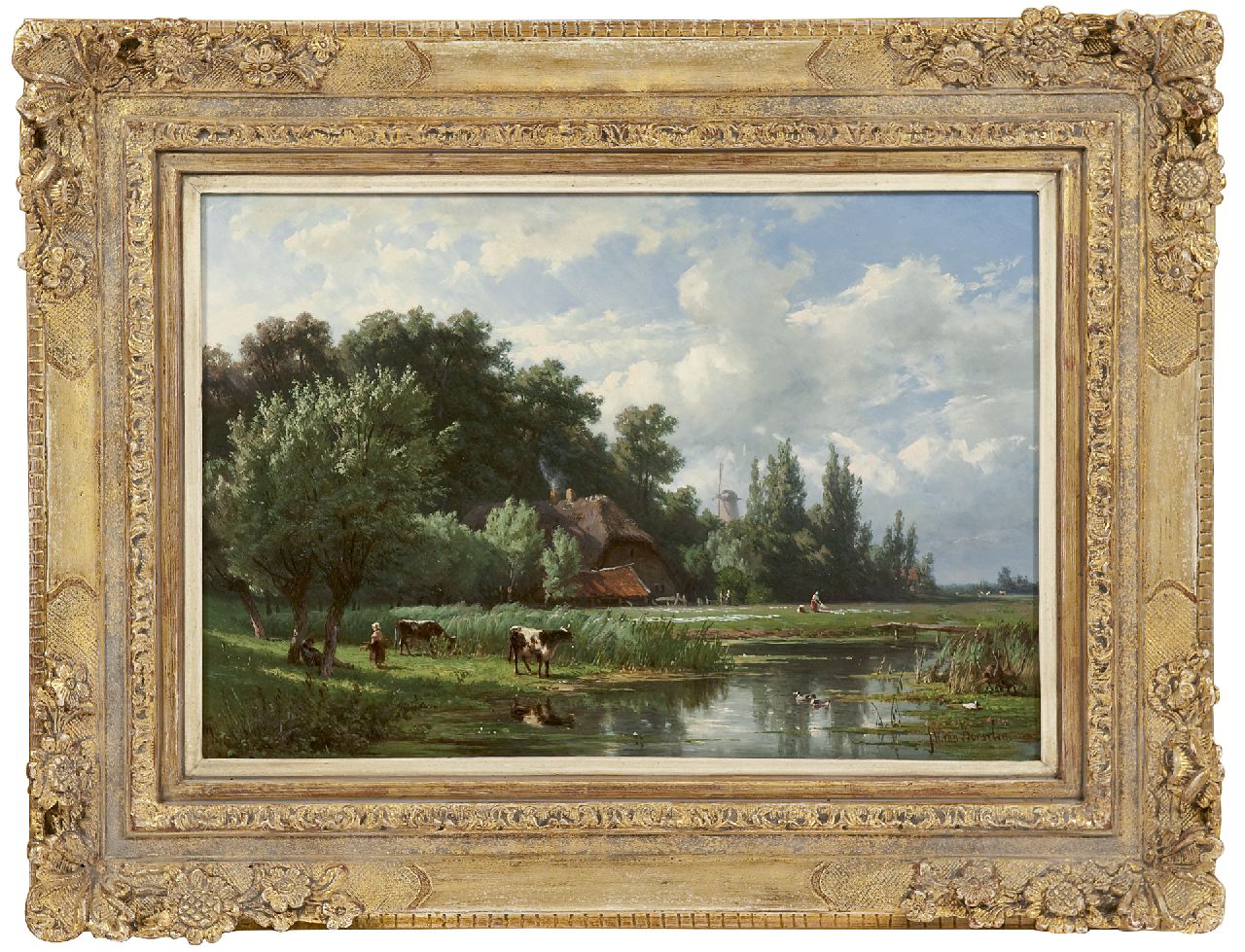 Borselen J.W. van | Jan Willem van Borselen, Hollands waterlandschap, olieverf op paneel 30,2 x 44,3 cm, gesigneerd rechtsonder Borselen J.W. van | Jan Willem van Borselen, Hollands waterlandschap, olieverf op paneel 30,2 x 44,3 cm, gesigneerd rechtsonder